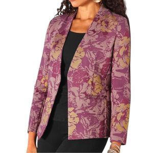 Soft Surroundings Purple and Gold Floral Blazer & Pants